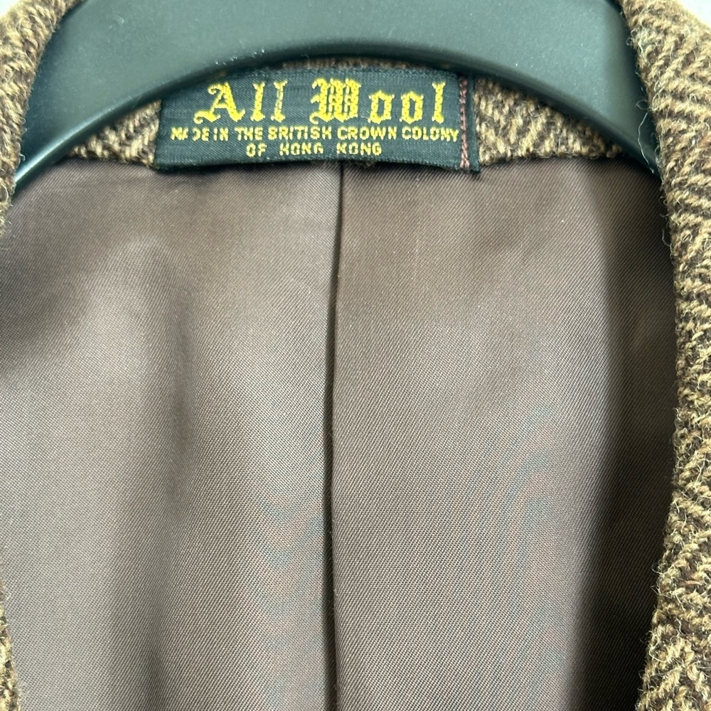 Vintage Brown Herringbone Coat. Duncan Macandrew pure wool. Oversized coat. - Picture 4 of 5
